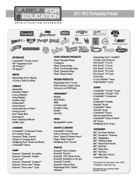 Labels for Education Participating Products List