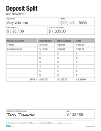 PTO Today: Deposit Split Form (completed sample)