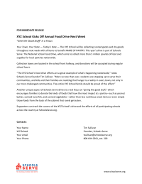 Food Drive - Press Release