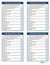 Parent Punch Card for Attending Events