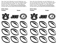 College Football (Fav. Team) Contest College Sheet