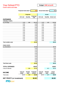 Family Event Cost Model Template