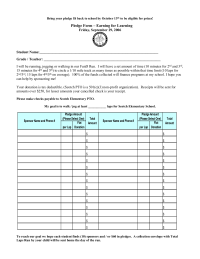 Fun Run - Pledge Sheet