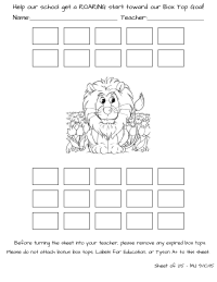 Lion Box Top Collection Sheet