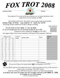 Updated Walk-a-thon pledge form