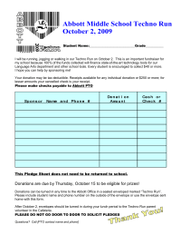 Middle School Fun Run Pledge Form