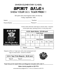 Spirit Shirt and Magnet Sale Flyer