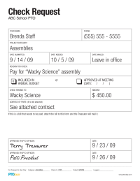 PTO Today: Check Request Form (completed sample)