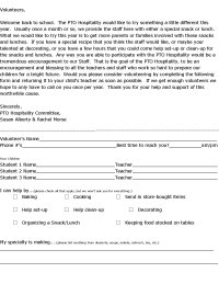 Hospitality Volunteer Form