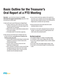 Treasurer Oral Report Outline