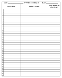 Student Sign-in Sheet