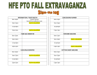 Fall Festival Sign-up Sheet