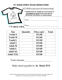 Spirit Wear Order Form