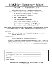 Parent Volunteer Flyer/Outreach