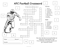 AFC Football Crossword Collcection sheet