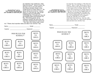 Boys vs Girls Contest Collection Sheet