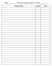 Teacher Volunteer Sign-in Sheet