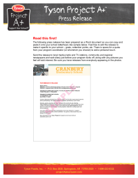 Tyson Project A+ Press Release