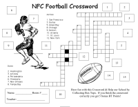 NFC Football crossword collection sheet