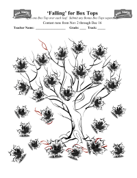 Fall Tree Box Tops Collection Sheet- 25 Count